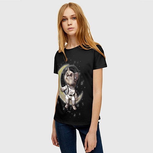 Женская футболка КОТИК НА ЛУНЕ / 3D-принт – фото 3