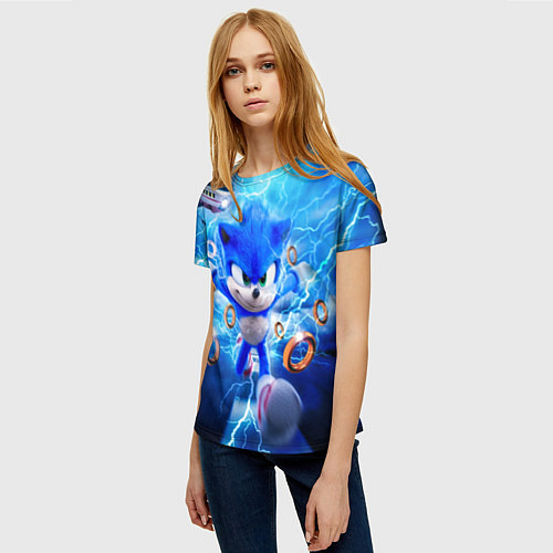 Женская футболка SONIC СИНИЙ ЁЖ Z / 3D-принт – фото 3