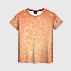 Футболка женская Оранжевая пиксель абстракция, цвет: 3D-принт