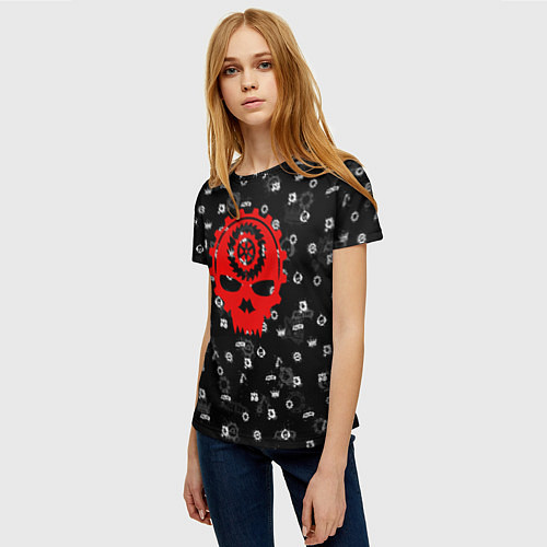Женская футболка GEARS OF WAR ПАТТЕРН ШЕСТЕРЕНКИ Z / 3D-принт – фото 3