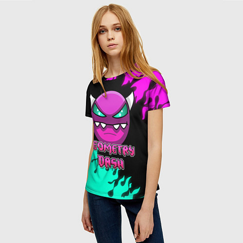 Женская футболка Geometry Dash / 3D-принт – фото 3