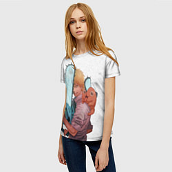 Футболка женская Дэндзи, Почита и бензопила, цвет: 3D-принт — фото 2