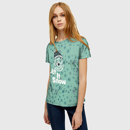 Женская футболка Зима снежинки / 3D-принт – фото 3