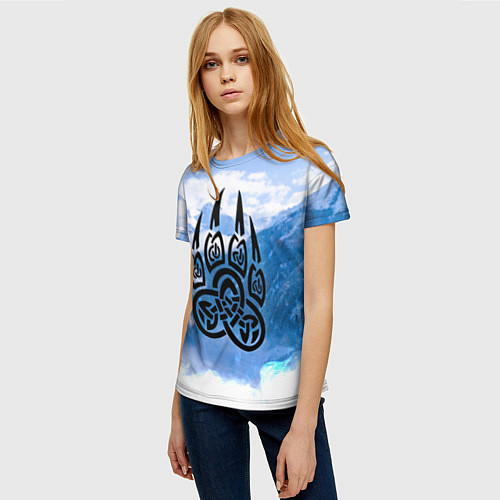 Женская футболка Печать Велеса Волчья лапа / 3D-принт – фото 3