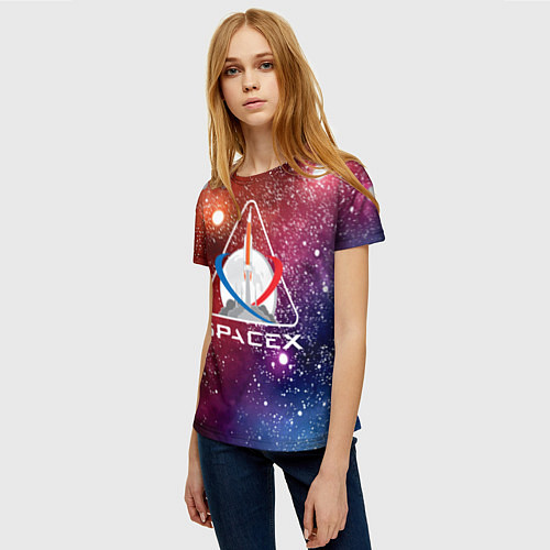 Женская футболка Space X / 3D-принт – фото 3