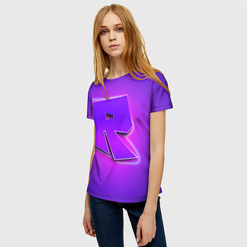 Женская футболка ROBLOX NEON LOGO РОБЛОКС / 3D-принт – фото 3