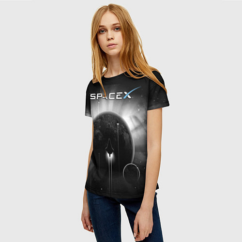 Женская футболка Space X / 3D-принт – фото 3