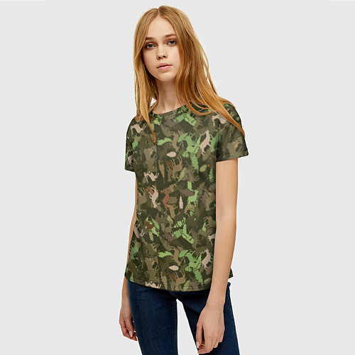Женская футболка Лоси в дубовом лесу / 3D-принт – фото 3