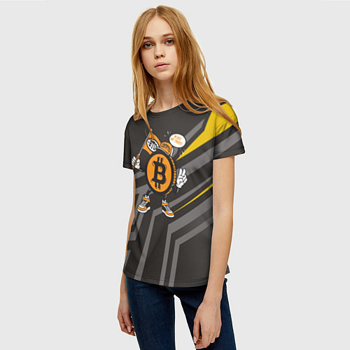 Женская футболка BTC монета / 3D-принт – фото 3