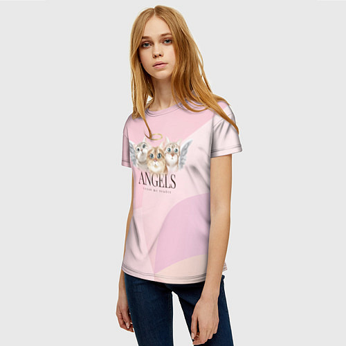 Женская футболка Кошечки - ангелы / 3D-принт – фото 3
