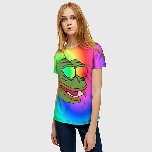 Женская футболка Pepe rainbow / 3D-принт – фото 3