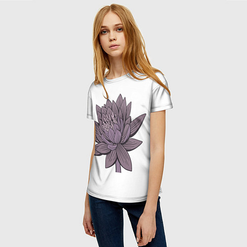Женская футболка Цветок лотоса фиолетовый / 3D-принт – фото 3