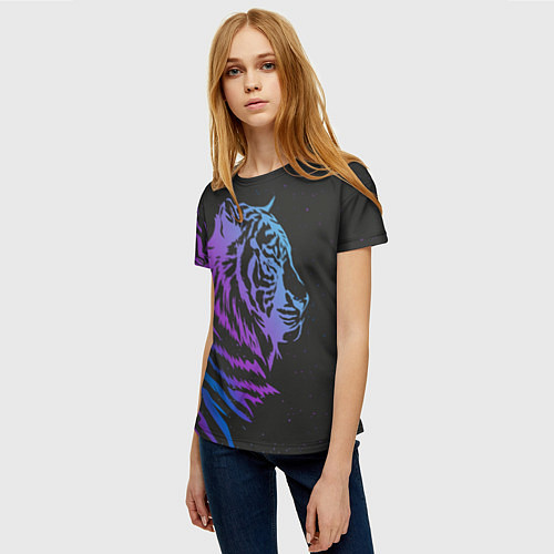 Женская футболка Tiger Neon / 3D-принт – фото 3