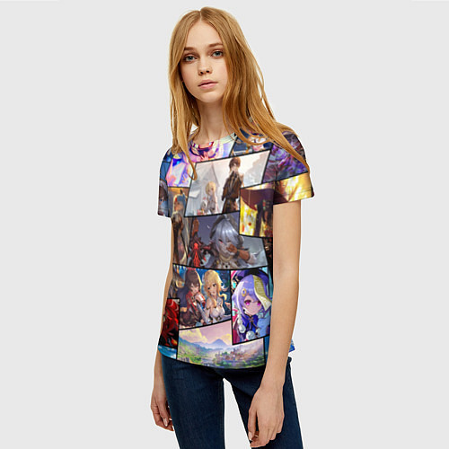 Женская футболка Геншин импакт, персонажи / 3D-принт – фото 3