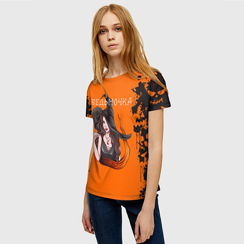 Женская футболка Ведьмочка на хеллоуин / 3D-принт – фото 3