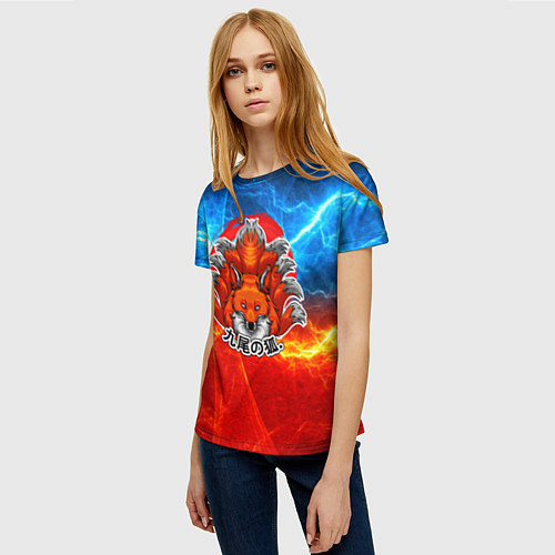 Женская футболка Огненная лисичка / 3D-принт – фото 3