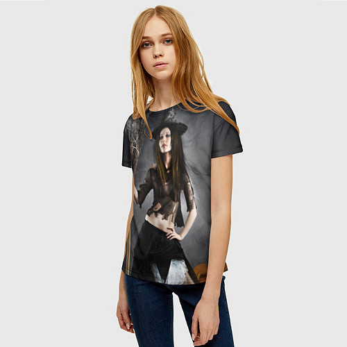Женская футболка Милая ведьма с метлой / 3D-принт – фото 3