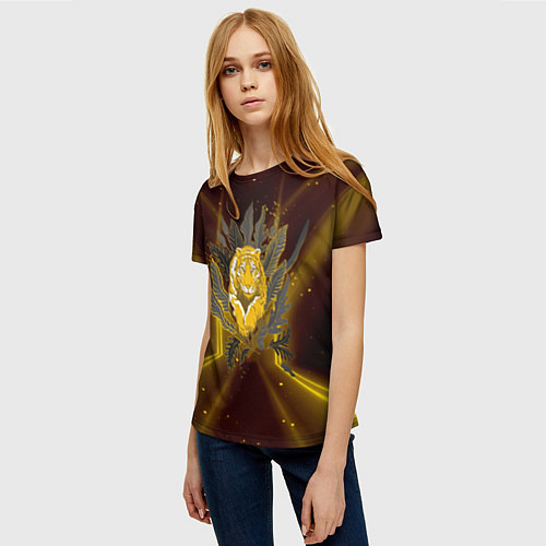 Женская футболка Золотой тигр 2022 / 3D-принт – фото 3