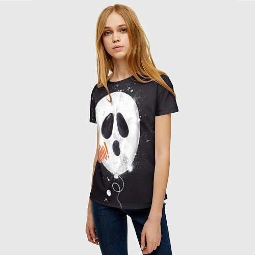 Женская футболка Шарик-пугайка черный, полиэстер / 3D-принт – фото 3