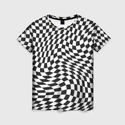 Футболка женская Черно-белая клетка Black and white squares, цвет: 3D-принт