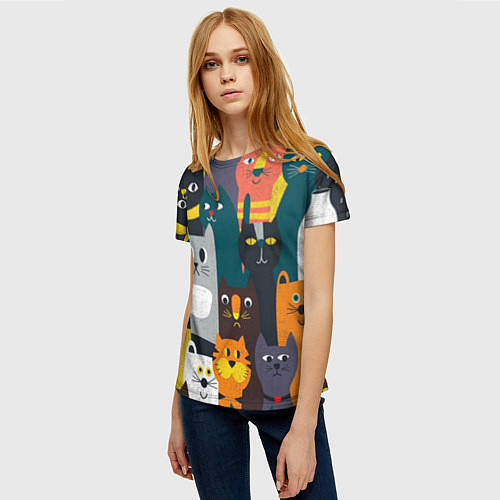 Женская футболка Крутые коты / 3D-принт – фото 3