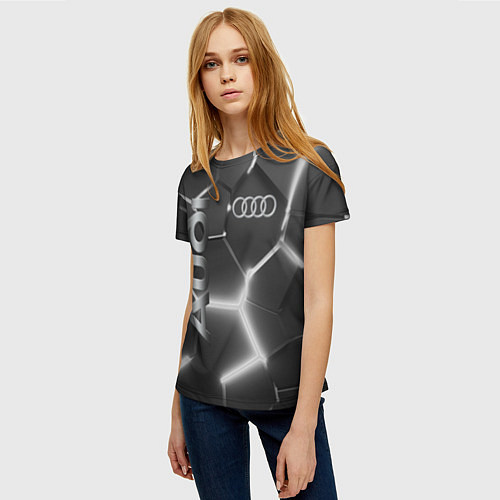 Женская футболка AUDI GREY 3D ПЛИТЫ / 3D-принт – фото 3