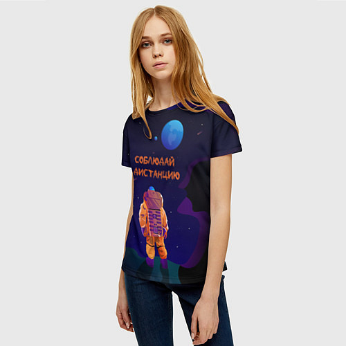 Женская футболка Космонавт на Дистанции / 3D-принт – фото 3
