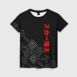 Футболка женская SCARLXRD JAPAN STYLE ИЕРОГЛИФЫ, цвет: 3D-принт