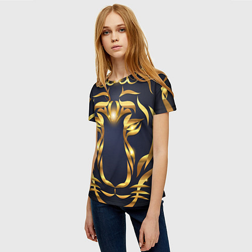 Женская футболка Золотой символ года Тигр / 3D-принт – фото 3