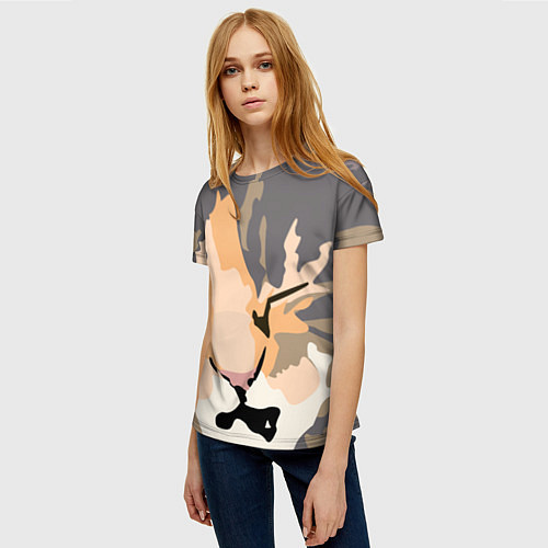 Женская футболка Камуфляжный кот / 3D-принт – фото 3