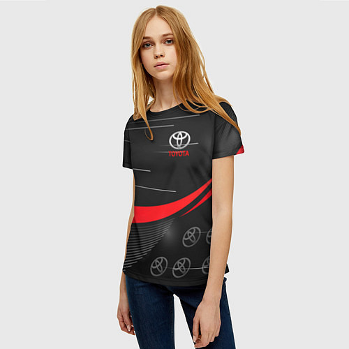 Женская футболка ТОЙОТА TOYOTA RED LINES / 3D-принт – фото 3