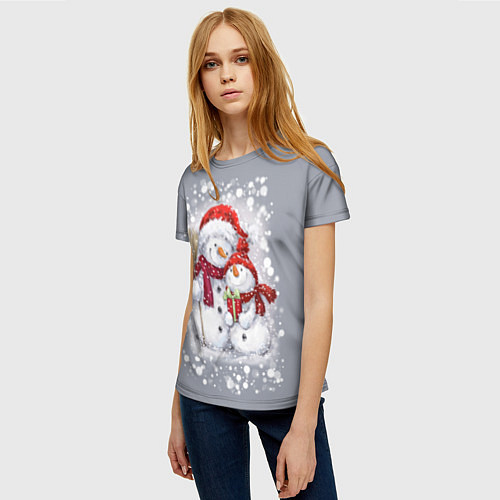 Женская футболка Два снеговика / 3D-принт – фото 3