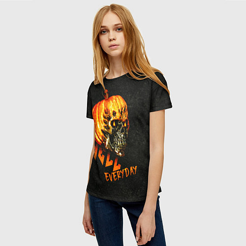 Женская футболка Helloween череп тыква scull pumkin / 3D-принт – фото 3