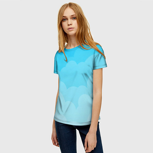 Женская футболка Голубые облака / 3D-принт – фото 3