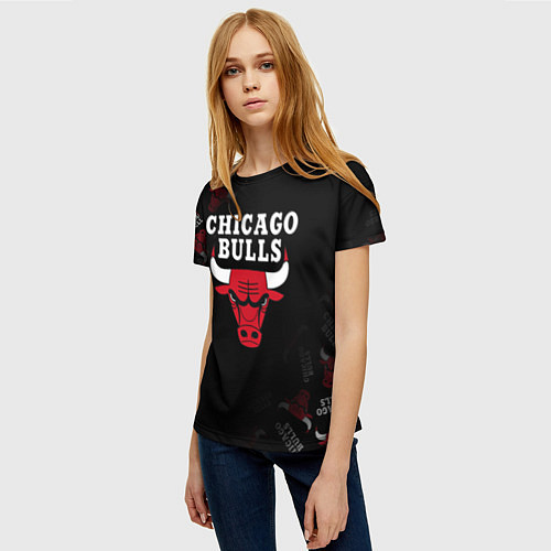 Женская футболка ЧИКАГО БУЛЛС БЫКИ CHICAGO BULLS / 3D-принт – фото 3