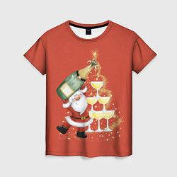Футболка женская Дед Мороз и шампанское, цвет: 3D-принт