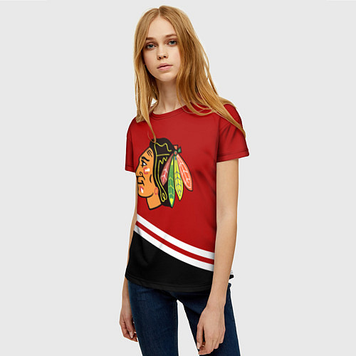 Женская футболка Chicago Blackhawks, NHL / 3D-принт – фото 3