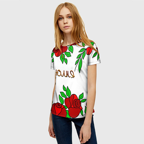Женская футболка Юлия в розах / 3D-принт – фото 3