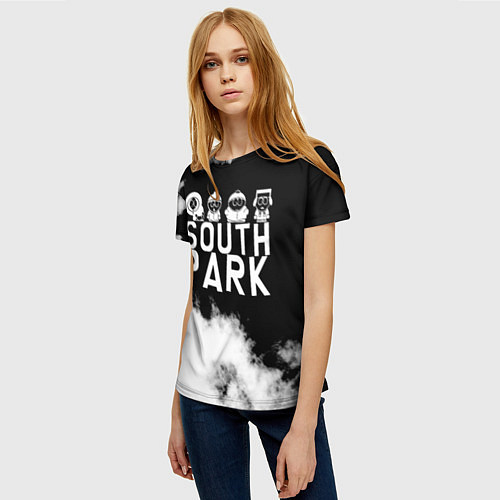Женская футболка Все пацаны на черном фоне Южный Парк / 3D-принт – фото 3
