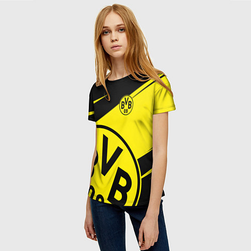 Женская футболка BORUSSIA BVB 09 LOGO / 3D-принт – фото 3