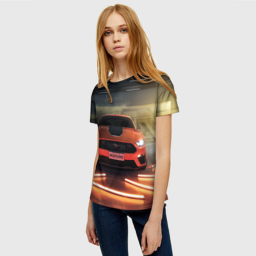 Женская футболка Форд Мустанг, Ford Mustang / 3D-принт – фото 3