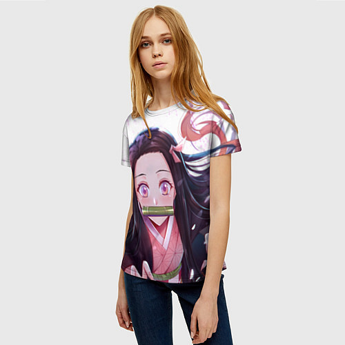 Женская футболка Незуко Камадо Nezuko / 3D-принт – фото 3