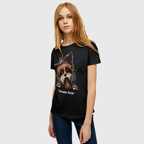 Женская футболка Собачка Йоркширский Терьер / 3D-принт – фото 3