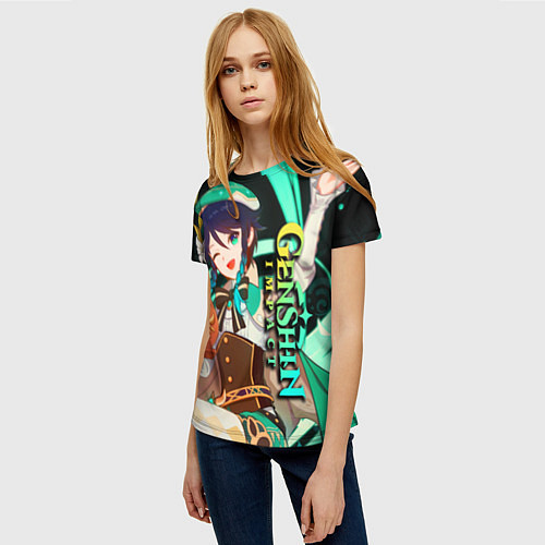 Женская футболка Венти - Геншин импакт / 3D-принт – фото 3
