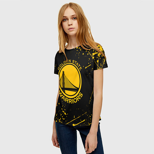 Женская футболка GOLDEN STATE WARRIORS? , БРЫЗГИ КРАСОК / 3D-принт – фото 3