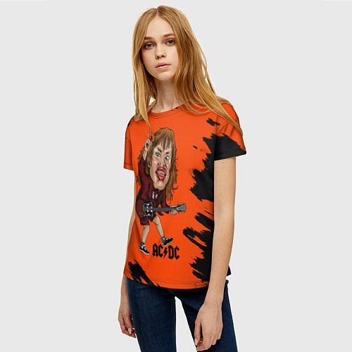 Женская футболка Шарж Ангус Янг ACDC / 3D-принт – фото 3