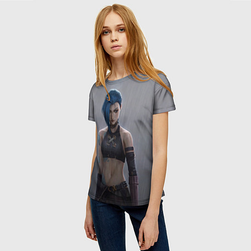 Женская футболка Джинкс под дождём / 3D-принт – фото 3