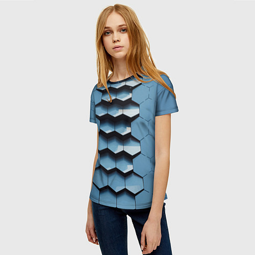 Женская футболка Соты узор авангард / 3D-принт – фото 3