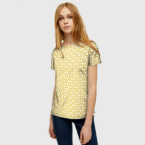 Женская футболка Цветок Жизни золото / 3D-принт – фото 3
