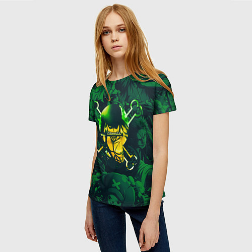 Женская футболка Зоро Ророноа веселый роджер / 3D-принт – фото 3